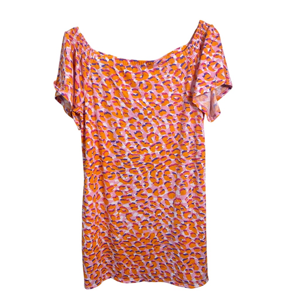 West Loop Womens‎ Pink Orange Leopard Off Shoulder Mini Dress Medium NWT 789596